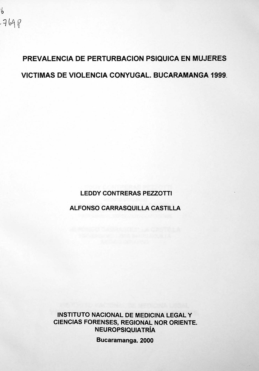 Prevalencia de perturbación psíquica en mujeres víctimas de violencia conyugal. Bucaramanga 1999