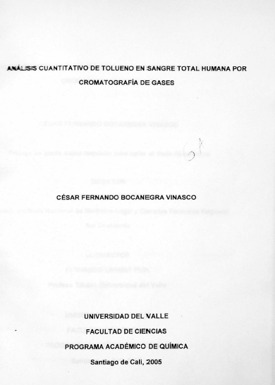 Análisis cuantitativo de tolueno en sangre total humana por cromatografía de gases